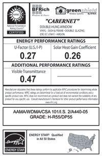 BFRich Cabernet Green Shield NFRC Label Sample